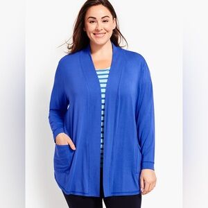 T by Talbots UPF 50+ Easy Drape Cardigan Blue Size 2X